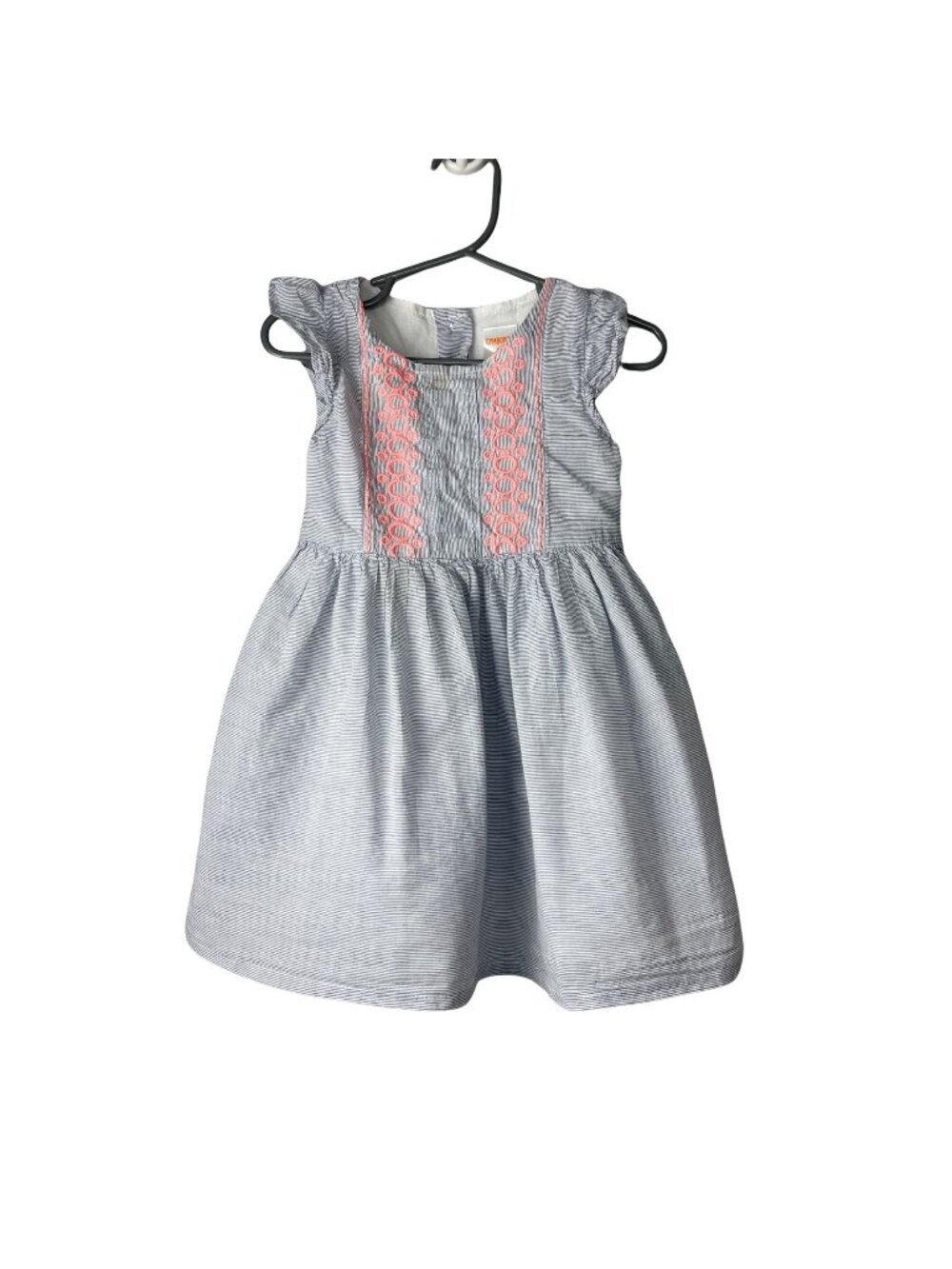 Gymboree Toddler Girls Dress Blue & Pink 2T 100% Cotton Embroidered Sleeveless